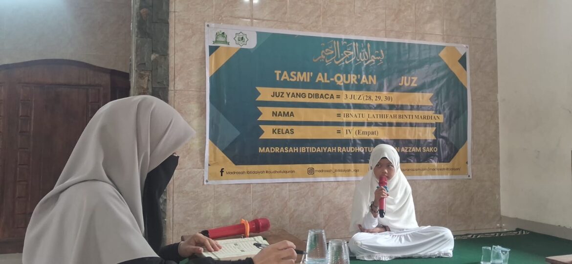 Siswi MI Raudhotul Quran Azzam Tuntaskan Tasmi’ 3 Juz Sekali Duduk, Raih Beasiswa Selama Kelas IV